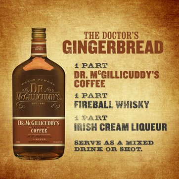 1 part Dr. McGillicuddy&rsquo;s Coffee, 1 part Irish cream, 1 part Fireball Whisky, Serve as a chilled shot or over ice.