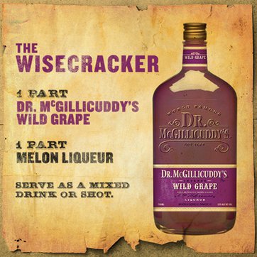 1 part Dr. McGillicuddy&rsquo;s Wild Grape, 1 part melon liqueur, Serve as a chilled shot or over ice.